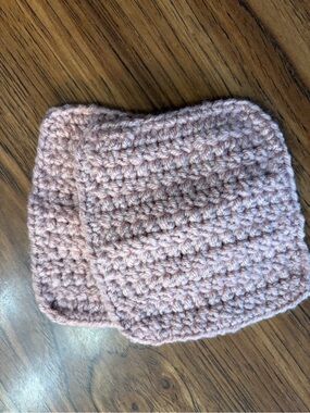 Handmade Crocheted Square Coasters in Soft Blush